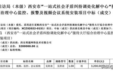 西安｜320萬元：“社會矛盾糾紛調解中心”監控、報警及會議系統（西安市調解中心）